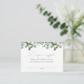 Elegant Greenery Eucalyptus Diaper Raffle Ticket Informatiekaartje (Staand voorkant)