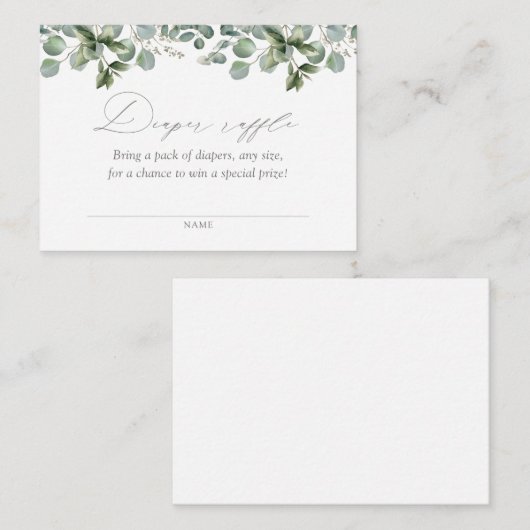 Elegant Greenery Eucalyptus Diaper Raffle Ticket Informatiekaartje (Voorkant / Achterkant)