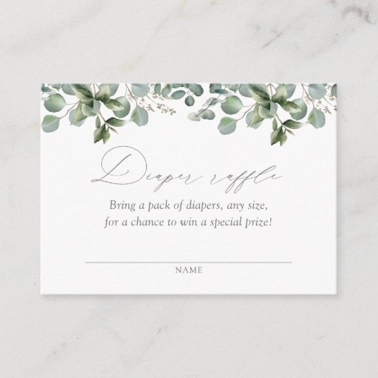 Elegant Greenery Eucalyptus Diaper Raffle Ticket Informatiekaartje (Voorkant)