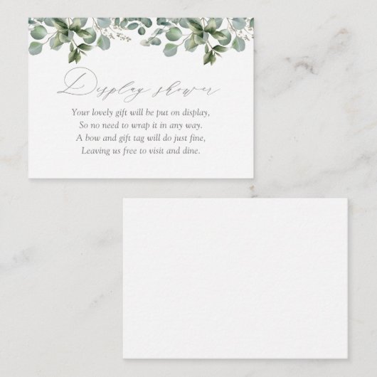 Elegant Greenery Eucalyptus Display Shower Informatiekaartje (Voorkant / Achterkant)