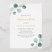 Elegant Greenery Eucalyptus Engagement Party Gold Folie Uitnodiging (Voorkant)