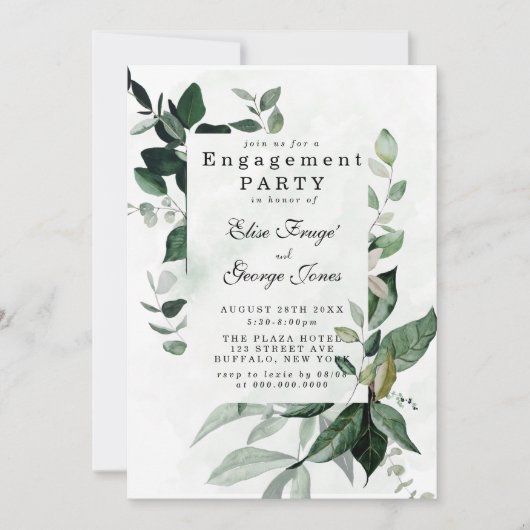 Elegant Greenery Eucalyptus Engagement Party Kaart (Voorkant)