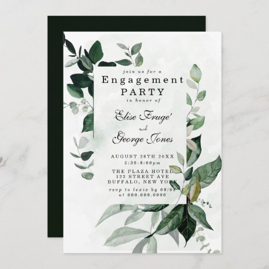 Elegant Greenery Eucalyptus Engagement Party Kaart (Voorkant / Achterkant)