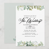 Elegant Greenery Eucalyptus Flower Wedding Kaart (Voorkant / Achterkant)