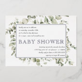 Elegant Greenery Eucalyptus Foliage Baby shower Folie Uitnodiging (Voorkant)