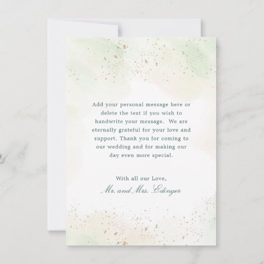 Elegant Greenery Eucalyptus Foto bruiloft Bedankkaart (Achterkant)