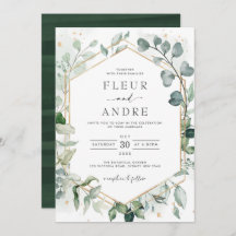 Elegant Greenery Eucalyptus Geometric Gold Wedding