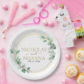 Elegant Greenery Eucalyptus Gold Botanical Weddens Papieren Bordje (Feest)