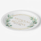 Elegant Greenery Eucalyptus Gold Botanical Weddens Papieren Bordje (Gekanteld)