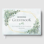 Elegant Greenery Eucalyptus Gold Geometric Wedding Gastenboek (Voorkant)
