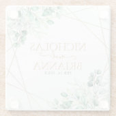 Elegant Greenery Eucalyptus Gold Geometric Wedding Glazen Onderzetter (Achterkant)