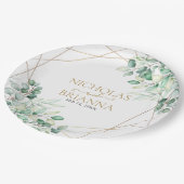 Elegant Greenery Eucalyptus Gold Geometric Wedding Papieren Bordje (Gekanteld)