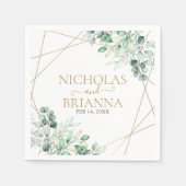 Elegant Greenery Eucalyptus Gold Geometric Wedding Servet (Voorkant)