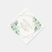 Elegant Greenery Eucalyptus Gold Geometric Wedding Servet (Hoek)
