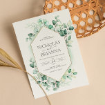 Elegant Greenery Eucalyptus Gold Rustic Wedding Kaart<br><div class="desc">Elegant Greenery Eucalyptus Gold Rustic Wedding Invitation. Minimalistisch monogram aan de achterzijde.</div>
