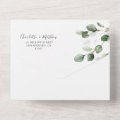Elegant Greenery Eucalyptus Gold Wedding All In One Uitnodiging (Achterkant)