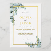 Elegant Greenery Eucalyptus Gold Wedding Folie Uitnodiging