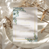 Elegant Greenery Eucalyptus Gold Wedding Folie Uitnodiging