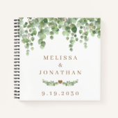 Elegant Greenery Eucalyptus Gold Wedding Guestbook Notitieboek (Voorkant)