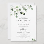 Elegant Greenery Eucalyptus Gold Wedding Kaart (Voorkant)