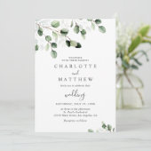 Elegant Greenery Eucalyptus Gold Wedding Kaart (Staand voorkant)