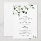 Elegant Greenery Eucalyptus Gold Wedding Kaart (Voorkant / Achterkant)