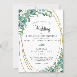 Elegant Greenery Eucalyptus Gold Wedding Kaart