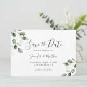 Elegant Greenery Eucalyptus Gold Wedding Save The Date (Staand voorkant)