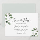 Elegant Greenery Eucalyptus Gold Wedding Save The Date (Voorkant / Achterkant)