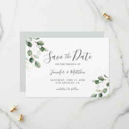 Elegant Greenery Eucalyptus Gold Wedding Save The Date