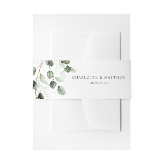 Elegant Greenery Eucalyptus Gold Wedding Uitnodigingen Wikkel (Voorkant Voorbeeld)