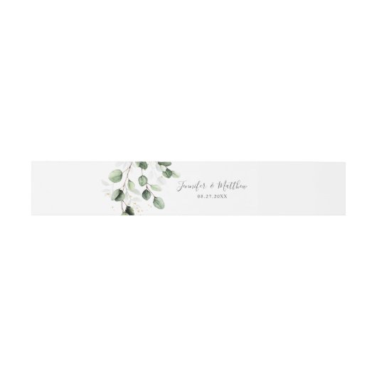 Elegant Greenery Eucalyptus Gold Wedding Uitnodigingen Wikkel (Vlak)