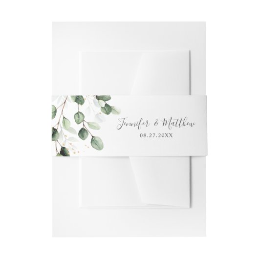 Elegant Greenery Eucalyptus Gold Wedding Uitnodigingen Wikkel (Voorkant Voorbeeld)