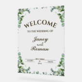 Elegant Greenery Eucalyptus Leaves Rustic Wedding Acryl Bord (Hoek)