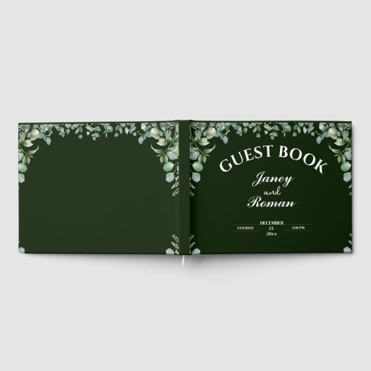 Elegant Greenery Eucalyptus Leaves Rustic Wedding Gastenboek (Volledig)