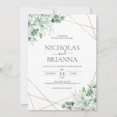 Elegant Greenery Eucalyptus Leaves Rustic Wedding Kaart (Voorkant)