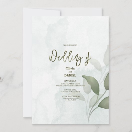 Elegant Greenery Eucalyptus Leaves Rustic Wedding Kaart (Voorkant)