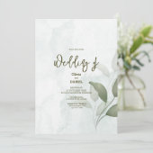 Elegant Greenery Eucalyptus Leaves Rustic Wedding Kaart (Staand voorkant)
