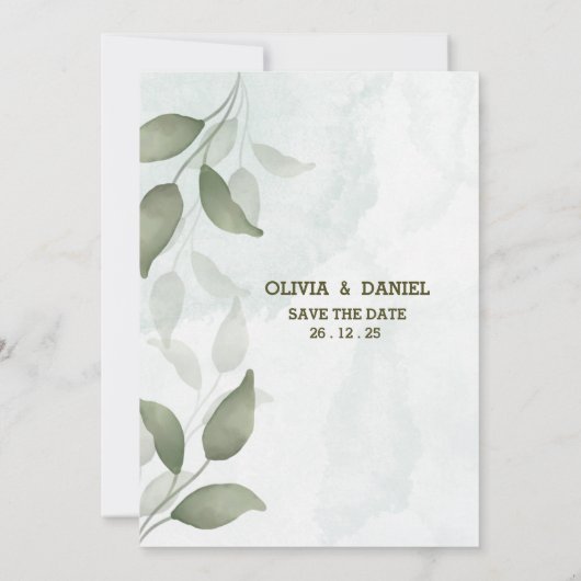 Elegant Greenery Eucalyptus Leaves Rustic Wedding Kaart (Achterkant)