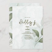 Elegant Greenery Eucalyptus Leaves Rustic Wedding Kaart (Voorkant / Achterkant)