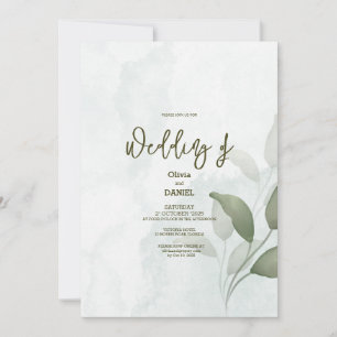 Elegant Greenery Eucalyptus Leaves Rustic Wedding Kaart