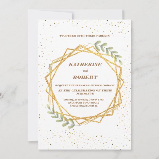 Elegant Greenery Eucalyptus Leaves Rustic Wedding Kaart (Voorkant)