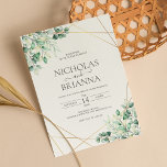 Elegant Greenery Eucalyptus Leaves Rustic Wedding Kaart<br><div class="desc">Elegant Greenery Eucalyptus laat een uitnodigende uitnodiging tot weddenschappen horen. Monogram aan de achterkant ontworpen.</div>