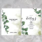 Elegant Greenery Eucalyptus Leaves Rustic Wedding Kaart