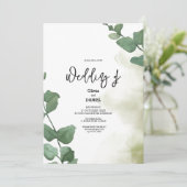 Elegant Greenery Eucalyptus Leaves Rustic Wedding Kaart (Staand voorkant)