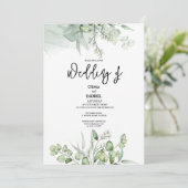Elegant Greenery Eucalyptus Leaves Rustic Wedding Kaart (Staand voorkant)