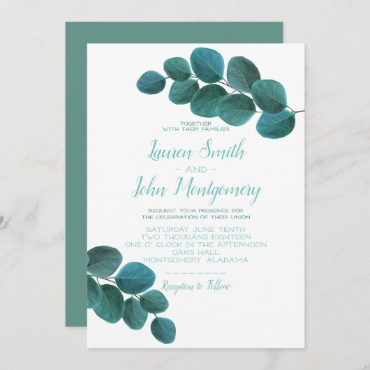 Elegant Greenery | Eucalyptus Leaves Weddenschap Kaart (Voorkant / Achterkant)