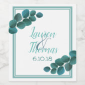 Elegant Greenery | Eucalyptus Leaves Weddenschap Wijn Etiket (Enkel label)