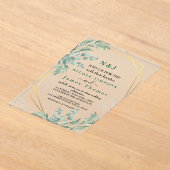 Elegant Greenery Eucalyptus Leaves Wedding Acryl Uitnodigingen (Laagn)