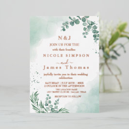 Elegant Greenery Eucalyptus Leaves Wedding Folie Uitnodiging